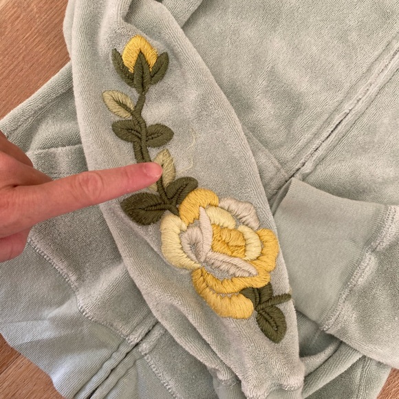 Juicy Couture Sweatsuit track suit seafoam green pastel floral RARE xs / p - Picture 6 of 12